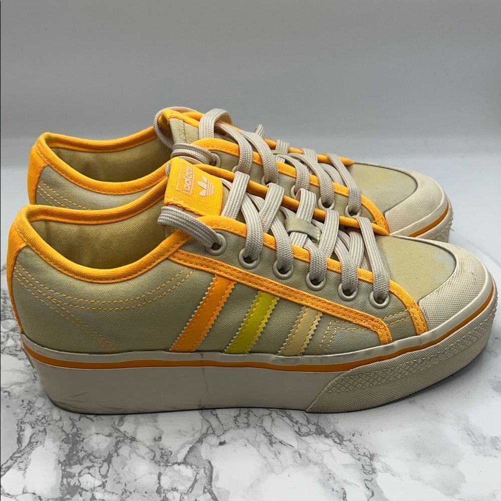 ADIDAS Parley Nizza Platform 'Almost Yellow Orange Tint' Sneakers-7